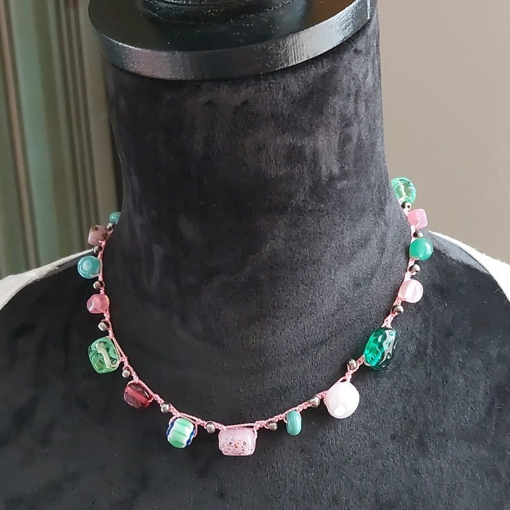 Artisan Made Glass Bead Necklace by Rust Belt Raised, Bohemian, Spring
